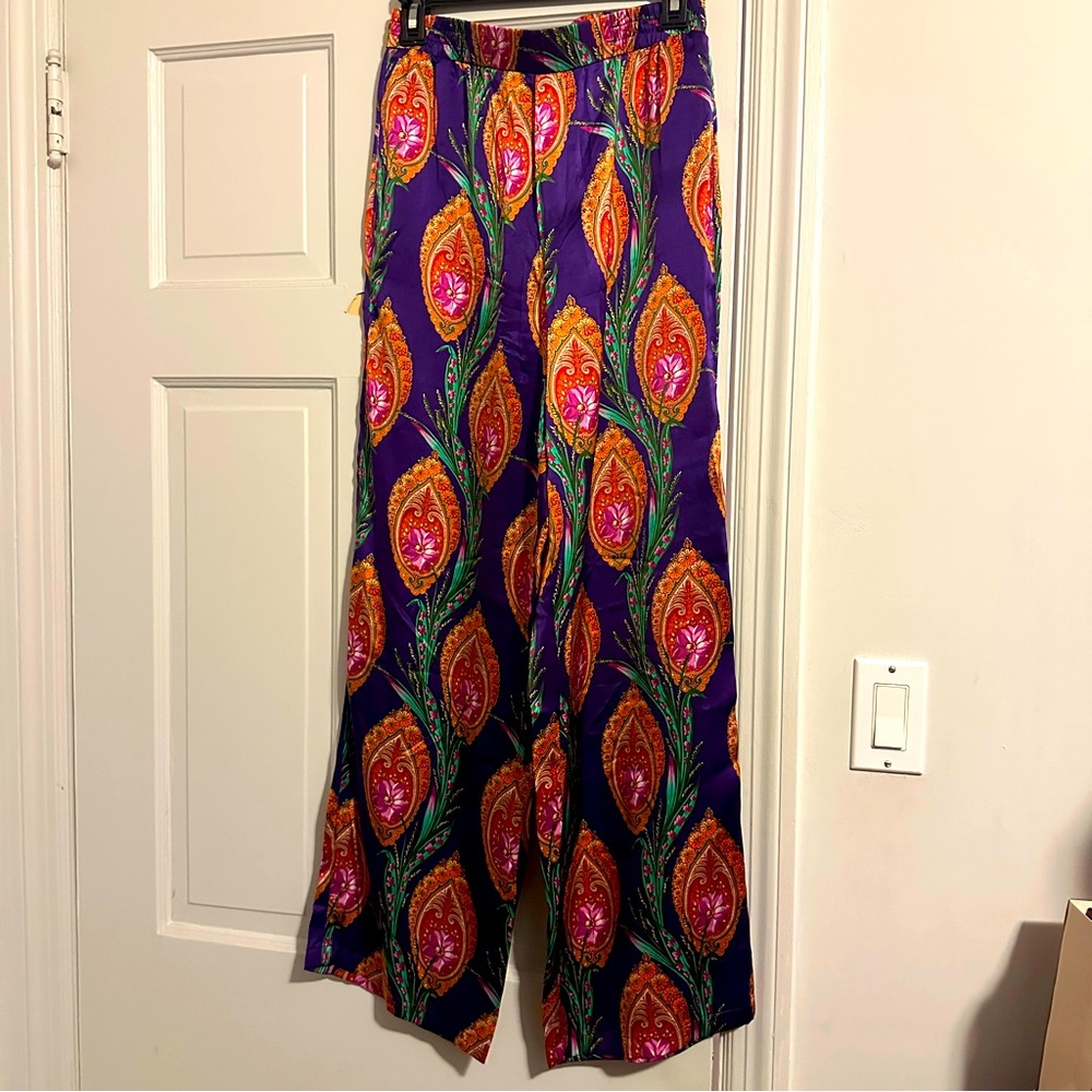 Vibrant Purple and Orange Women's Wide-Leg Pants